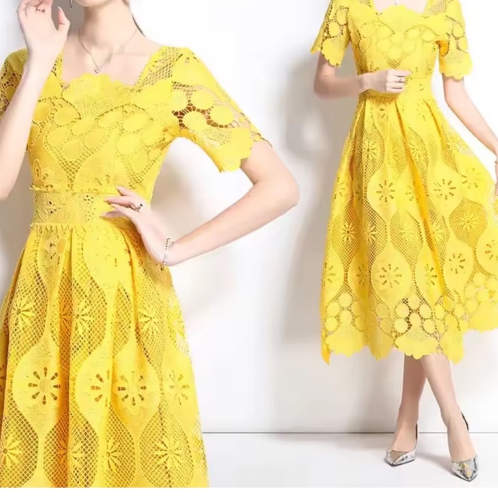 New 💚 Lime Green Tiered Ruffled Dress - Picture 17 of 17